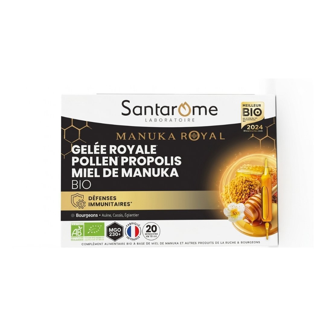 SANTAROME-GELEE-ROYALE-POLLEN-PROPOLIS-MIEL-DE-MANUKA-20-AMPOULES.jpg SANTAROME GELEE ROYALE POLLEN PROPOLIS MIEL DE MANUKA 20 AMPOULES – Image 1