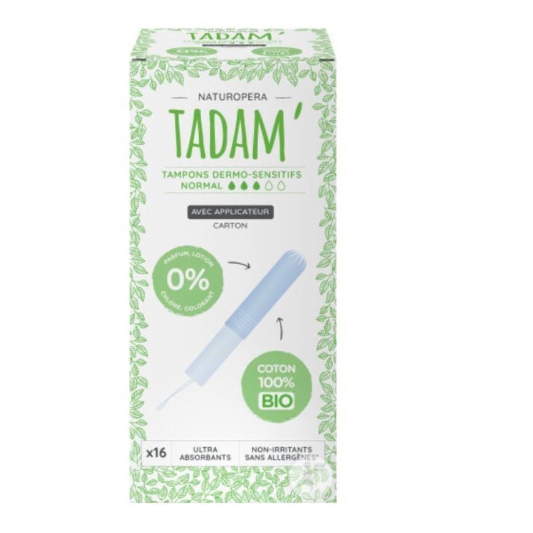 Tadam-tampons-coton-bio-avec-appli-normal-14pcs.jpg Tadam Tampons Coton Bio Avec Appli Normal 16 Pieces – Image 1
