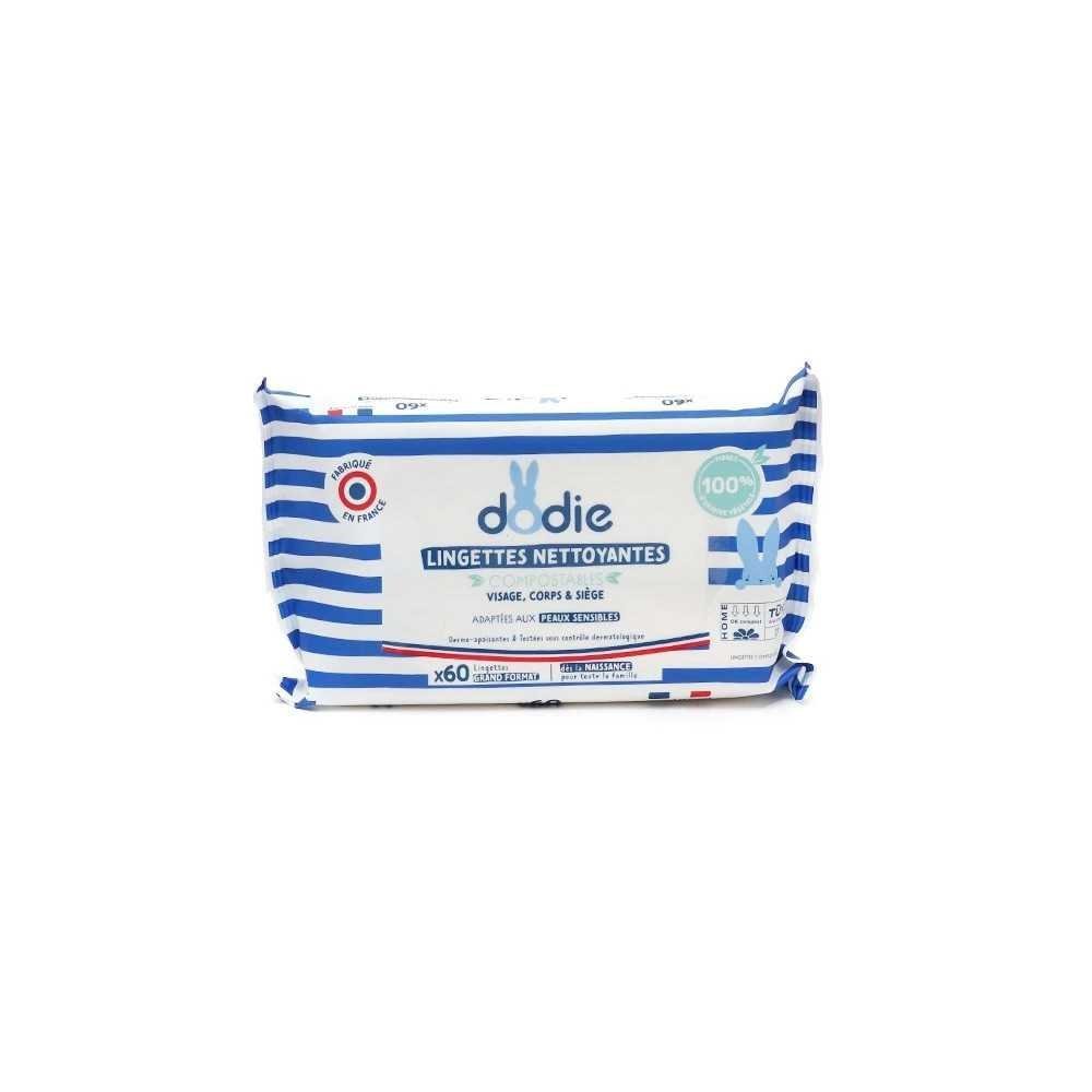 dodie-lingettes-nettoyantes-3-en-1-compostables-paquet-de-60.jpg Dodie – Lingettes nettoyantes fibres biodégradables – 70 lingettes – Image 1